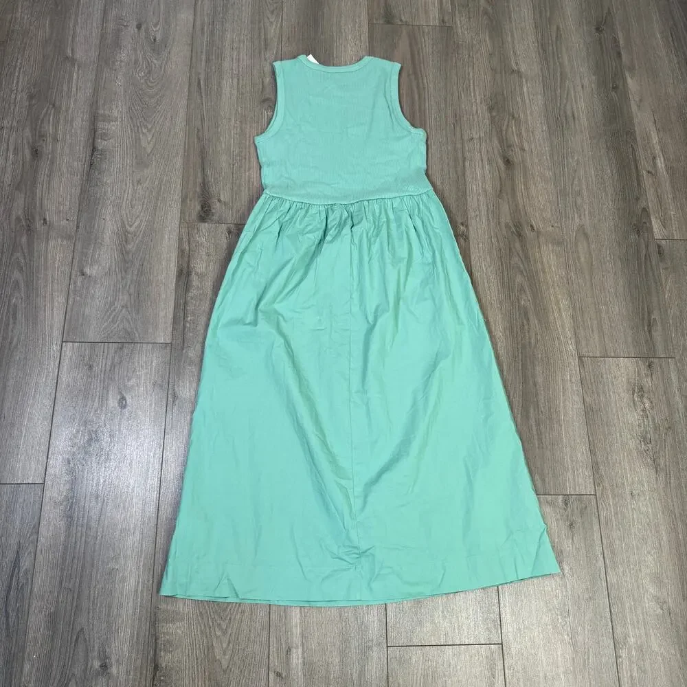 J.Crew Ribbed Knit Mixy Tank Midi Dress WMNS PS Eucalyptus Steam A-Line Pullover